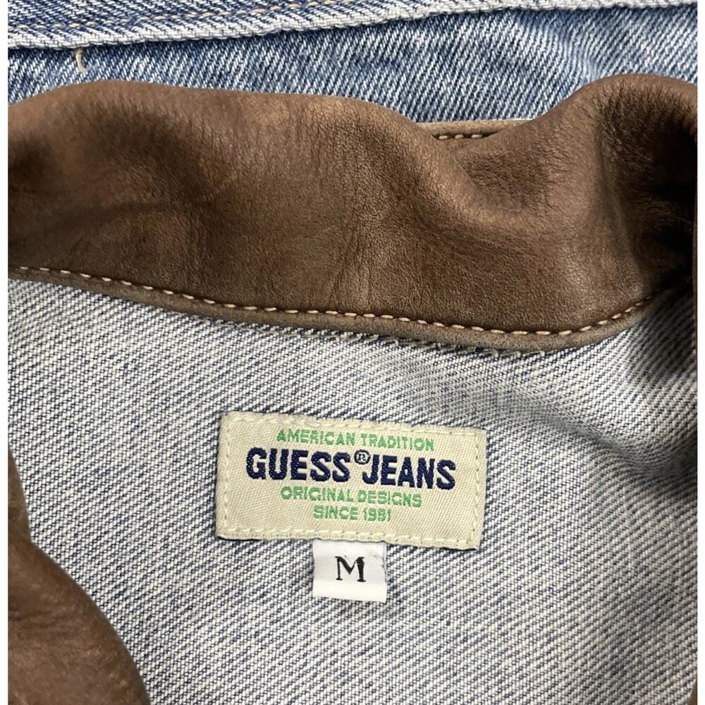 Guess Light Blue Denim Jacket with Brown Corduroy Collar - Picture 7 of 7